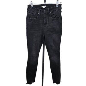 Good American Womens Good Legs Stiletto Black Skinny  Jeans Raw Edge Hem Size 4